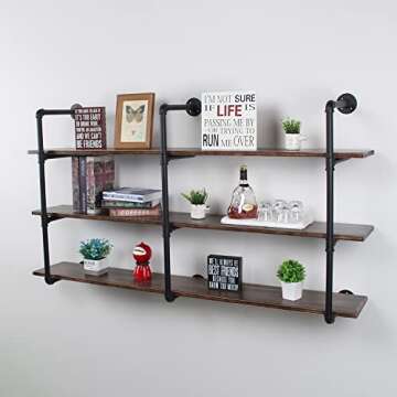 MBQQ Industrial Retro Pipe Shelf - Stylish 3-Tier Home Decor