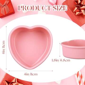 Menkxi Valentine Heart Shaped Cake Pans Pink Red Silicone Mini Heart Cake Pan Nonstick Dessert Mold ...