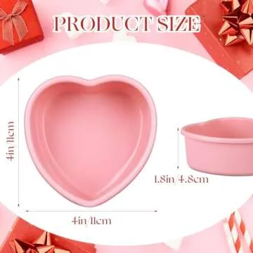 Menkxi Valentine Heart Shaped Cake Pans Pink Red Silicone Mini Heart Cake Pan Nonstick Dessert Mold ...