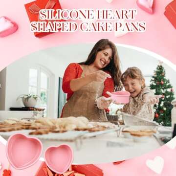 Menkxi Valentine Heart Shaped Cake Pans Pink Red Silicone Mini Heart Cake Pan Nonstick Dessert Mold Chocolate Baking Tray Bakeware for Valentine Birthday Cupcake Muffin Tool(Pink,4'')