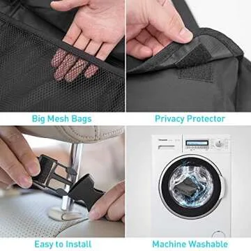 IPARTS EXPERT Car Trunk Backseat Organizer, Large SUV Hanging Storage Bag (42 x 22 inch), Space Saving Car Organizer + 1 Thick Car Cleaning Cloth