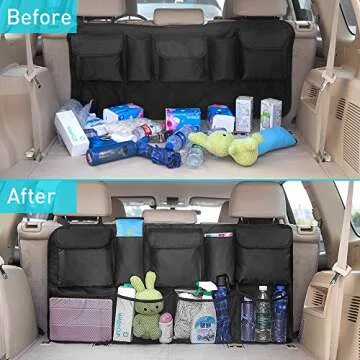 IPARTS EXPERT Car Trunk Backseat Organizer, Large SUV Hanging Storage Bag (42 x 22 inch), Space Saving Car Organizer + 1 Thick Car Cleaning Cloth
