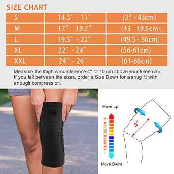 CAMBIVO 2 Pack Knee Compression Sleeve, Knee Brace Support for Men and Women, Running, Hiking, Jogging, Sports,Workout, Gym (Black, Large)