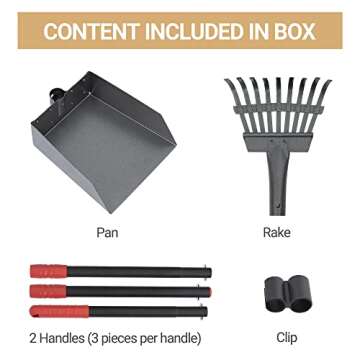 Heeyoo Dog Pooper Scooper, Dog Poop Tray and Rake Set, Pet Waste Removal Scoop with Long Adjustable Sectional Stainless Handles, 2 Pieces