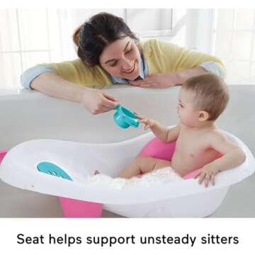 Fisher-Price Baby To Toddler Bath 4-In-1 Sling ‘N Seat Tub With Removable Infant Support And 2 Toys, Pink