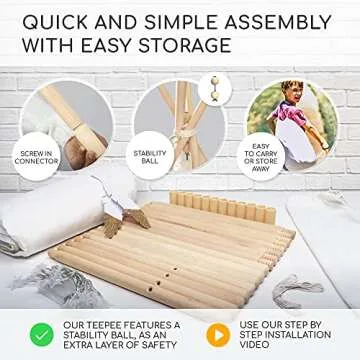 New Tazztoys Kids Teepee Tent for Kids with Fairy Lights - Toddler Teepee - Tipi Tent Kids - Baby Teepee - Kids Teepee Tent Indoor