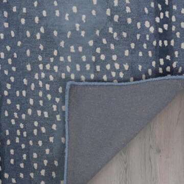 Antelope Cheetah Blue Wool Area Rug - Handmade Elegance