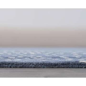 Antelope Cheetah Blue Wool Area Rug - Handmade Elegance