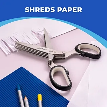 Jenaluca Herb Scissors with 5 Blades and Safety Cover - Salad Scissors - Cut, Chop & Mince Fresh Herbs & Leafy Greens - Stainless Steel Kitchen Shear Set with Cleaning Comb Kitchen Essential - Green