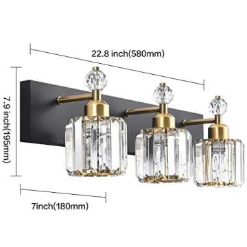 Elegant Black Gold Crystal Bathroom Vanity Lights