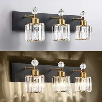 Elegant Black Gold Crystal Bathroom Vanity Lights