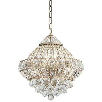 Vienna Full Spectrum Antique Brass Gold Chandelier 16" with Clear Crystal Shade