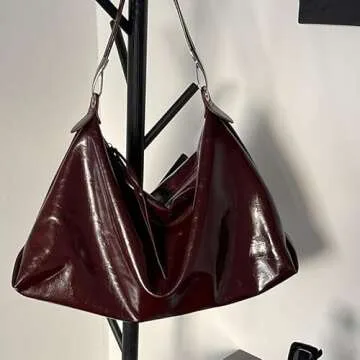 JOLILUNA Burgundy Vegan Leather Tote Bag for Women