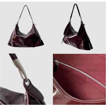 JOLILUNA Burgundy Vegan Leather Tote Bag for Women