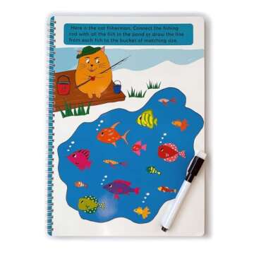 Wipe Clean Activity Workbook for Kids Ages 3-5, Dot to Dots, Mazes, Colors, Shapes, Logic, Pen Control, Hand-Eye Coordination, Travel Buddy, Dry Erase, Tracing