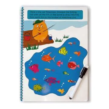 Wipe Clean Activity Workbook for Kids Ages 3-5, Dot to Dots, Mazes, Colors, Shapes, Logic, Pen Control, Hand-Eye Coordination, Travel Buddy, Dry Erase, Tracing