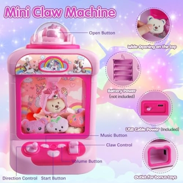 Magical Unicorn Claw Machine for Kids with Plush Toys