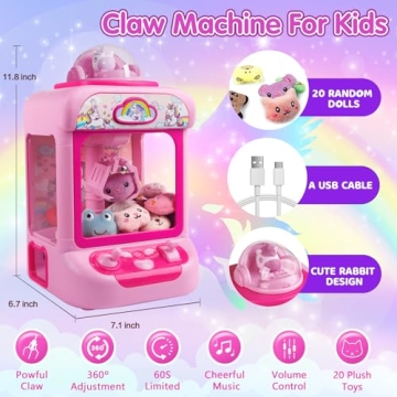Magical Unicorn Claw Machine for Kids with Plush Toys