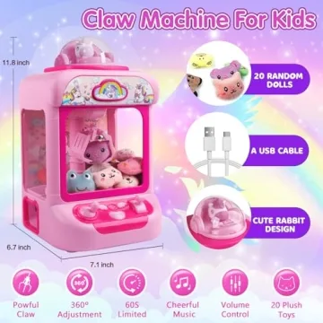 Magical Unicorn Claw Machine for Kids with Plush Toys