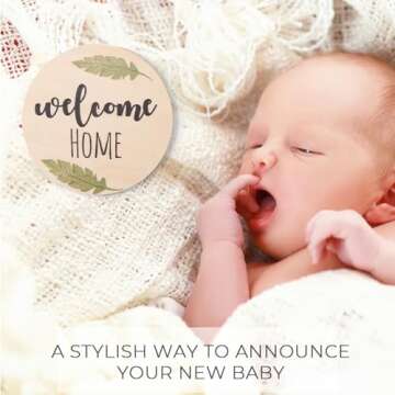 Baby Monthly Milestone Cards Sign - 7 Double Sided Animals Marker Wooden Circles Discs Newborn Photo...