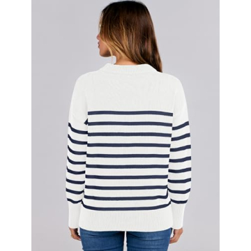 ANRABESS Cozy Striped Long Sleeve Sweater for Women