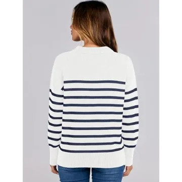ANRABESS Cozy Striped Long Sleeve Sweater for Women