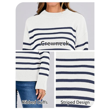 ANRABESS Cozy Striped Long Sleeve Sweater for Women