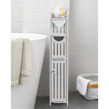 AOJEZOR Narrow Bathroom Storage Cabinet - Elegant Space Saver for Toiletries