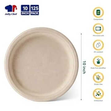 Eco-Friendly JOLLY CHEF Compostable Plates 125 Pack