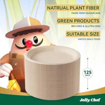 Eco-Friendly JOLLY CHEF Compostable Plates 125 Pack