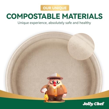 Eco-Friendly JOLLY CHEF Compostable Plates 125 Pack