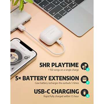 AIHOOR Earbuds with Extra Bass and 30hr Battery Life