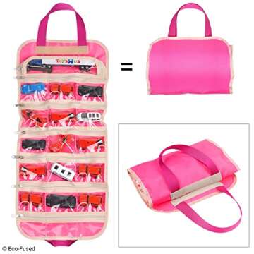 Fold out toy organizer storage bag for girls - Ideal for toys, accessories and collectibles - Also great for arts & crafts, cupcake decorations, make-up, etc.