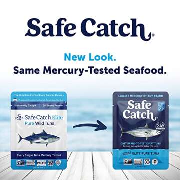 Safe Catch Elite Tuna Wild-Caught Lowest Mercury Tuna Fish Pouch Gluten-Free Keto Food Non-GMO Kosher Paleo-Friendly High Protein Snack, No Water Oil Tuna, Pack of 12 Tuna Pouches 3oz
