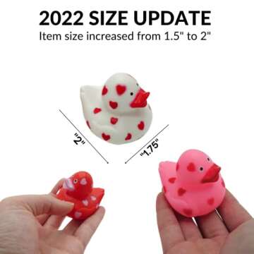 4E's Novelty Valentines Day Rubber Ducks - 24 Pack Heart Themed Duckies for Jeep Ducking, Bath Toy