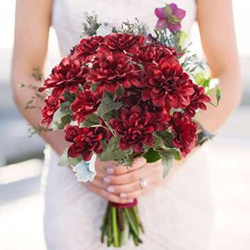 Uieke 6PCS Artificial Daisy Mums Flowers with Stem, Silk Gerbera Daisies Flowers Arrangement for Hom...