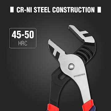 WORKPRO 3 Piece Groove Joint Pliers Set, 12/10/8 Inch Adjustable Water Pump Pliers, Straight Jaw Pliers for Home Repair, Gripping, Nuts, Bolts, Pipe & Fittings