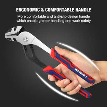 WORKPRO 3 Piece Groove Joint Pliers Set, 12/10/8 Inch Adjustable Water Pump Pliers, Straight Jaw Pliers for Home Repair, Gripping, Nuts, Bolts, Pipe & Fittings