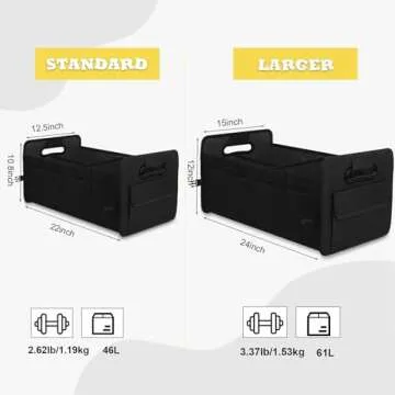 JiatuA Car Trunk Organizer, Car Organizers and Storage Collapsible Multi Compartment Container Box, Adjustable Car Accessories for SUV Sedan Truck, Standard Size, Black