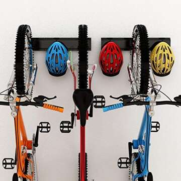 Dirza Bike Storage Rack 68 inch with Bike Tire Wall Protectors Wall Mount Garage Bike Hanger for 6 B...