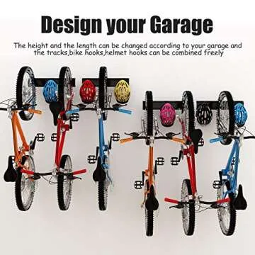 Dirza Bike Storage Rack 68 inch with Bike Tire Wall Protectors Wall Mount Garage Bike Hanger for 6 Bikes Adjustable Bike Hooks for Home indoor Holds Up to 500lbs(6 bike hooks + 6 bike accessory hooks)