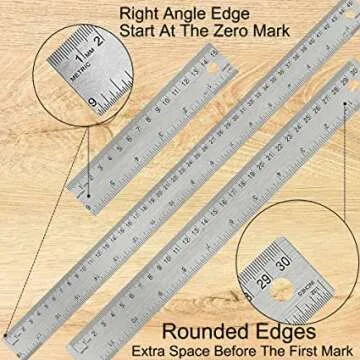 Stainless Steel Non-Slip Metal Ruler in Centimeters