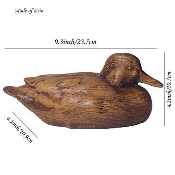 Hymmah Duck Home Decor Statue Rustic Home Decorations for Living Room, Boho Sculpture Resin Animal C...