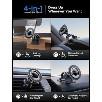 LISEN Fits MagSafe Car Mount Strong Magnetic Phone Holder for iPhone 15, Dashboard Vent iPhone Car M...
