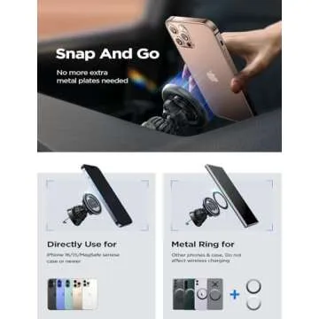 LISEN Fits MagSafe Car Mount Strong Magnetic Phone Holder for iPhone 15, Dashboard Vent iPhone Car Mount Holder Accessories for iPhone 15 12 13 14 Pro