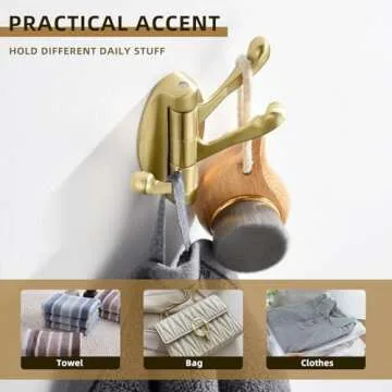 Angle Simple Towel Hook in Brushed Gold for Bathroom