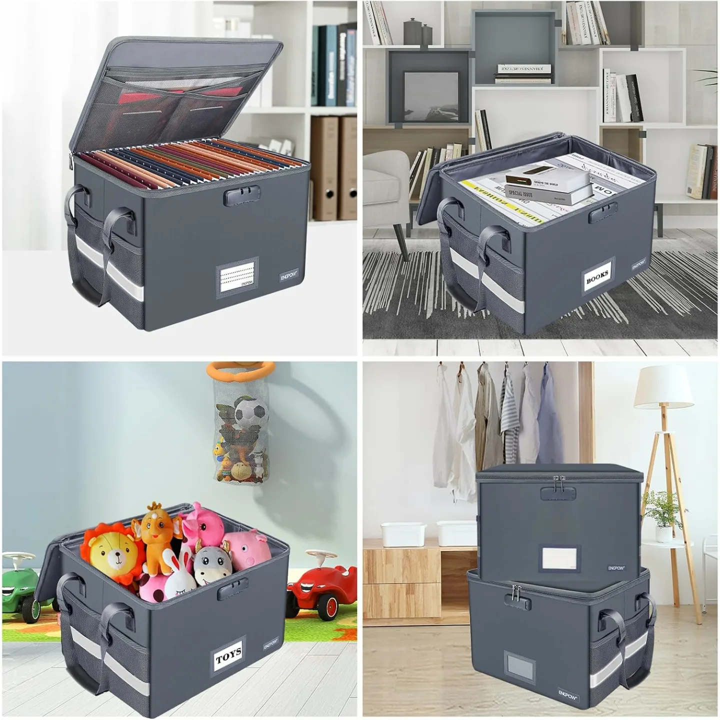 Fireproof Document Storage Box with Lock - 2 Pack