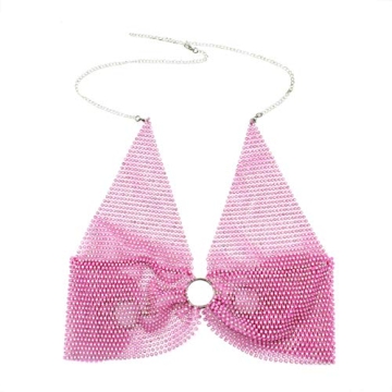 Women Shiny Rhinestones Backless Crop Top for Party