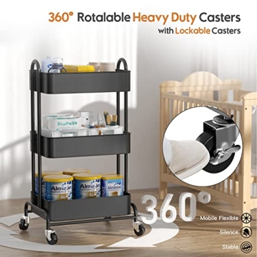 Heavy Duty Utility Rolling Cart with Lockable Wheels | Ceayell