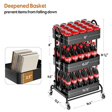 Heavy Duty Utility Rolling Cart with Lockable Wheels | Ceayell